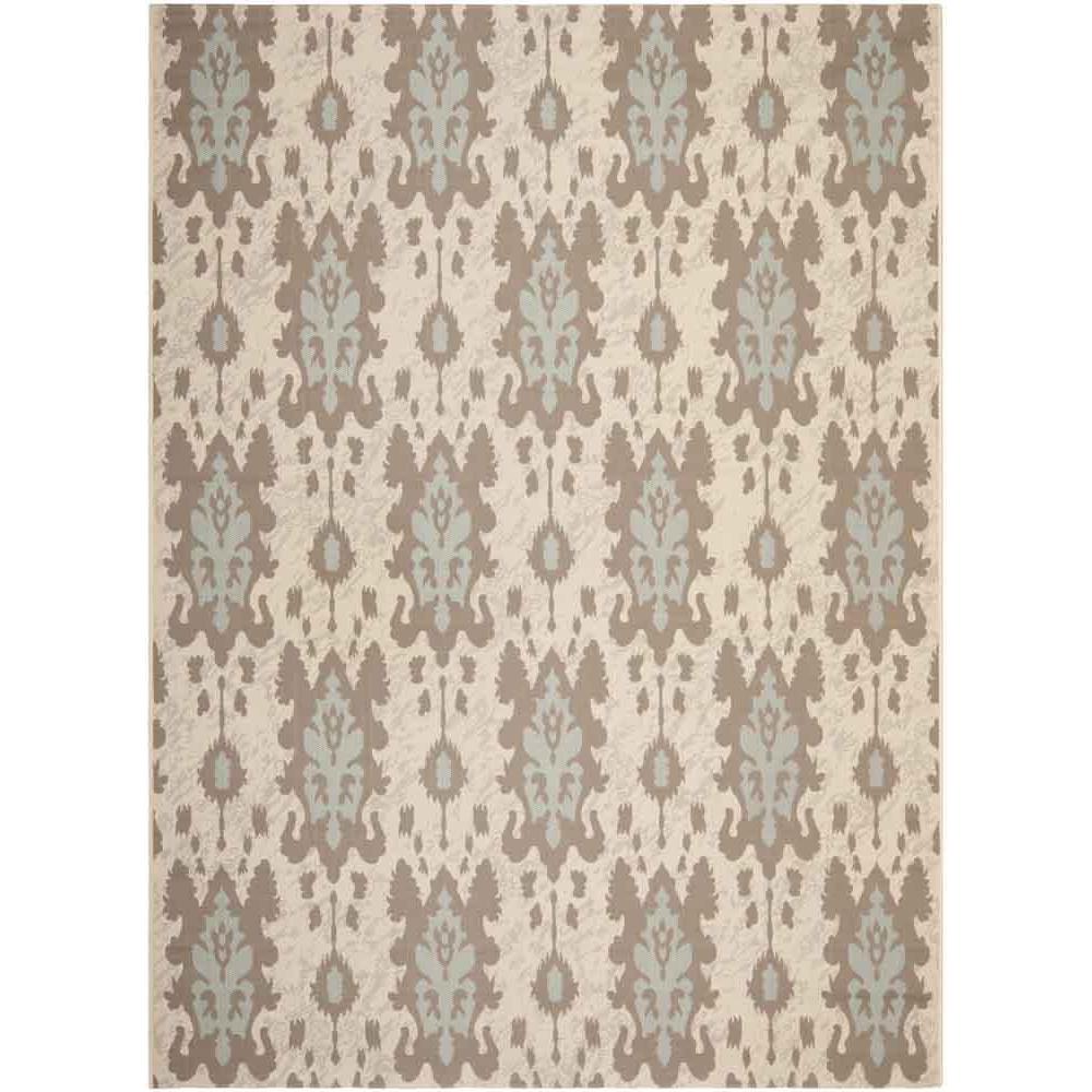 COURTYARD, BEIGE DK BEIGE / AQUA WEFT, 8' X 11', Area Rug. Picture 1
