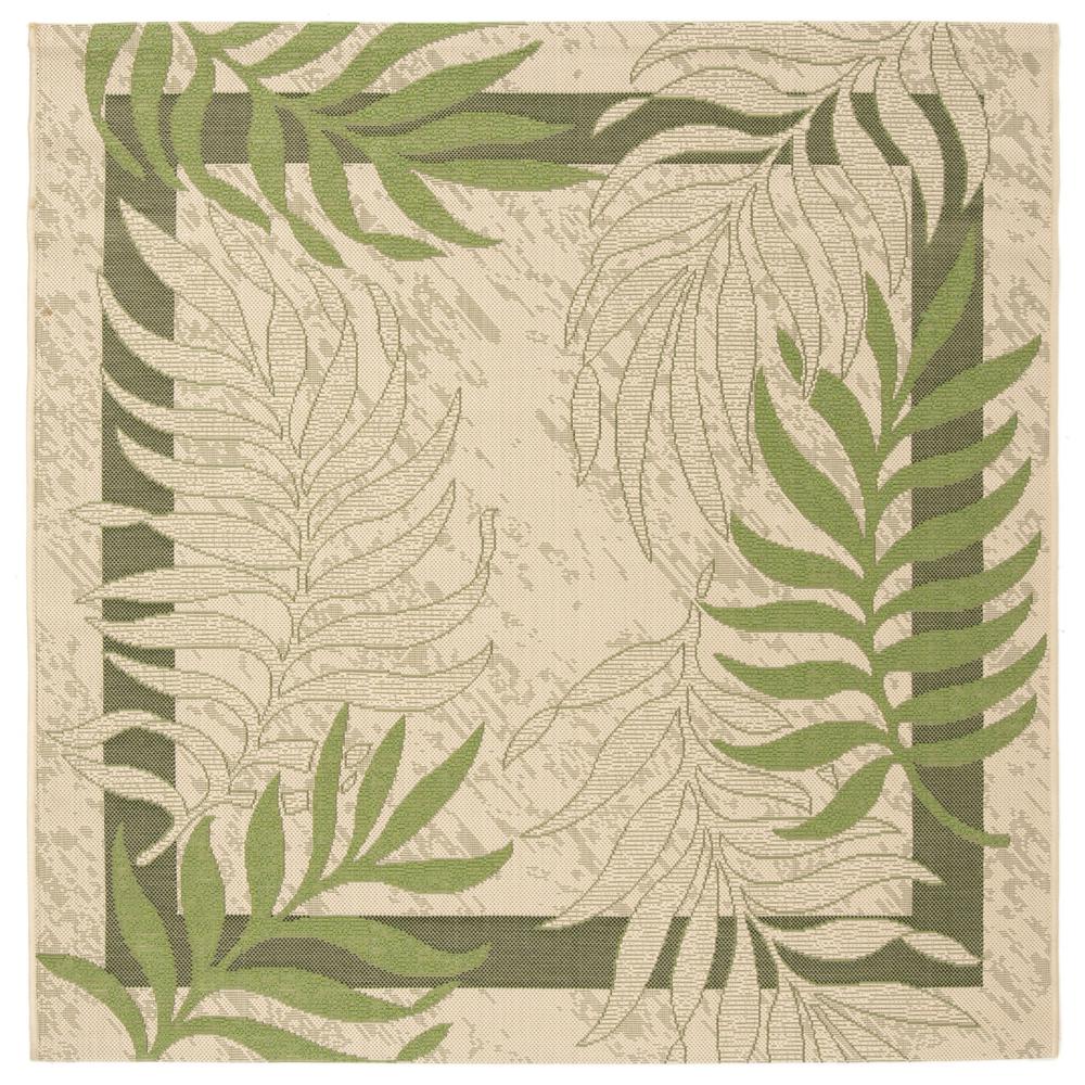 COURTYARD, CREAM / GREEN, 5'-3" X 5'-3" Square, Area Rug. Picture 1