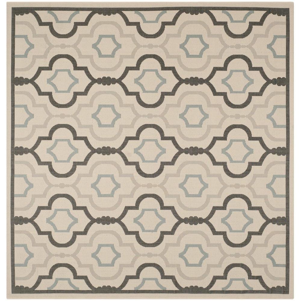 COURTYARD, BEIGE / BLACK, 7'-10" X 7'-10" Square, Area Rug, CY7938-256A18-8SQ. Picture 1