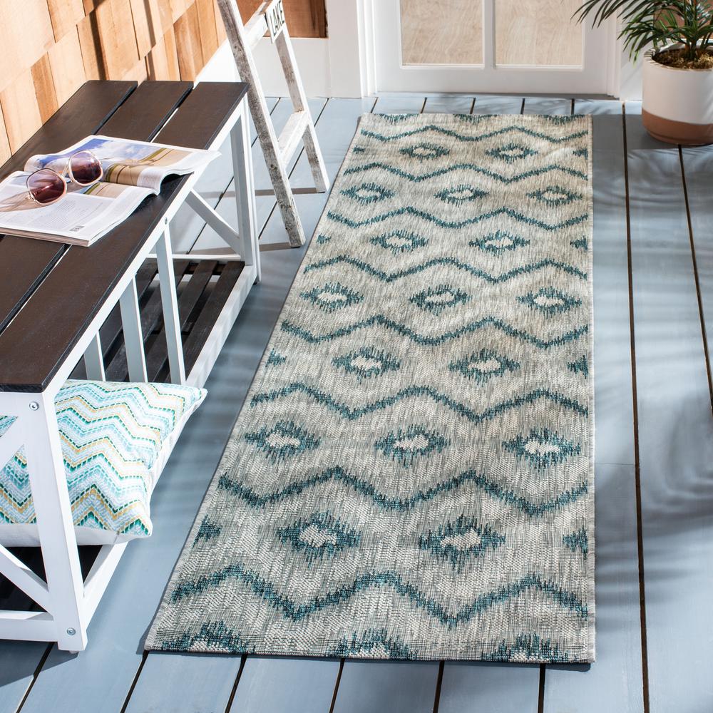 COURTYARD, GREY / BLUE, 2'-3" X 8', Area Rug, CY8463-37212-28. Picture 2