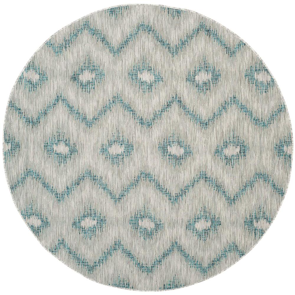 COURTYARD, GREY / BLUE, 6'-7" X 6'-7" Round, Area Rug, CY8463-37212-7R. Picture 1