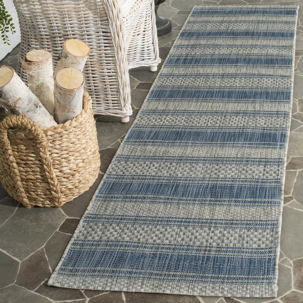 COURTYARD, GREY / NAVY, 2' X 3'-7", Area Rug, CY8464-36812-2. Picture 1