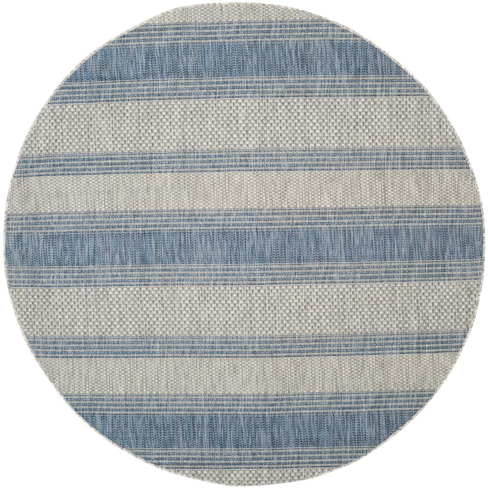 COURTYARD, GREY / NAVY, 6'-7" X 6'-7" Round, Area Rug, CY8464-36812-7R. Picture 2