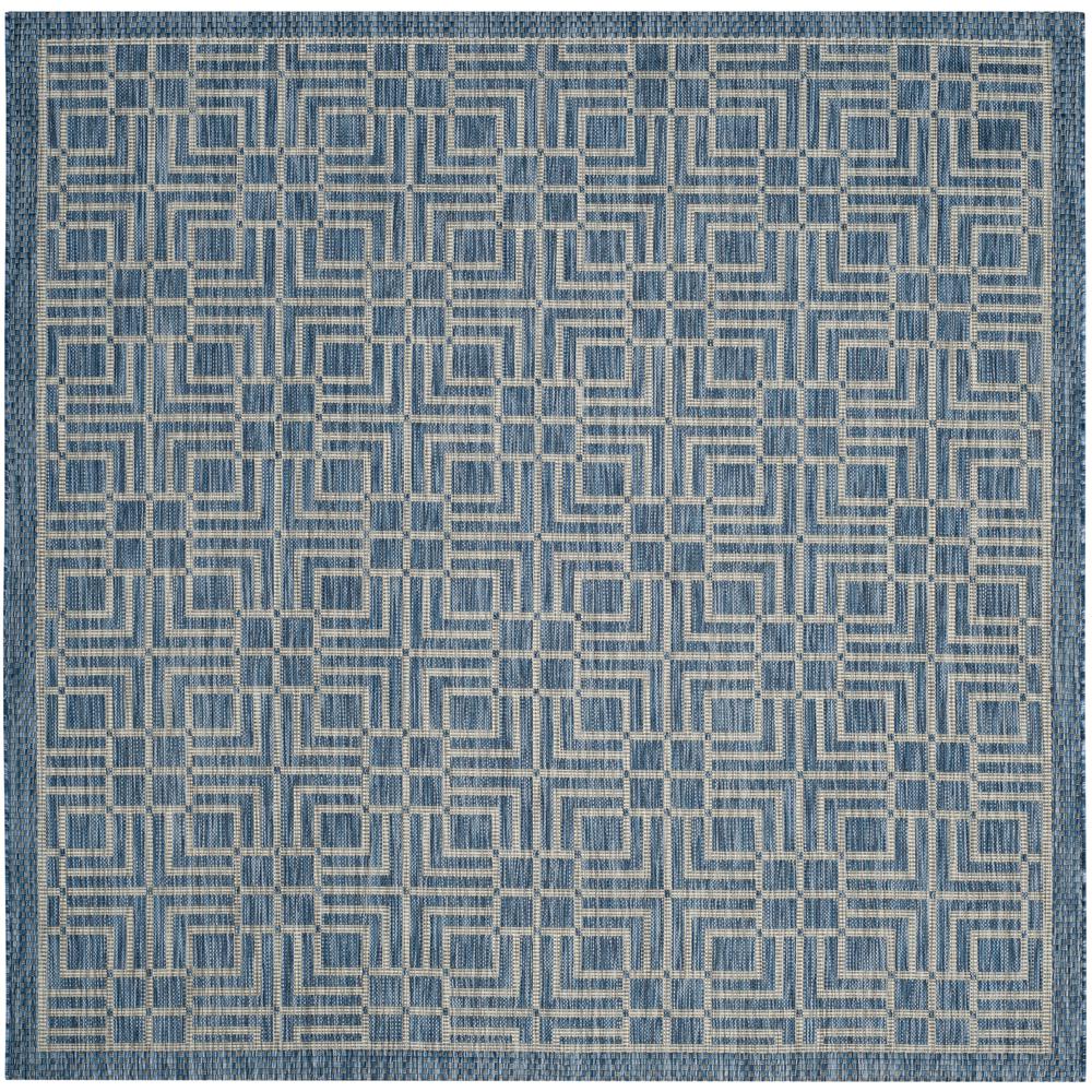COURTYARD, NAVY / GREY, 6'-7" X 6'-7" Square, Area Rug, CY8467-36821-7SQ. Picture 1