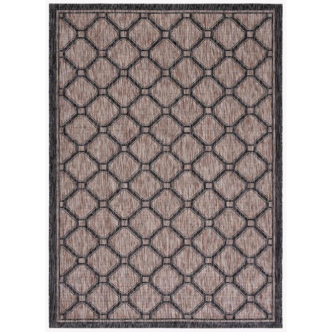 COURTYARD, NATURAL / BLACK, 5'-3" X 7'-7", Area Rug, CY8471-37312-5. Picture 1