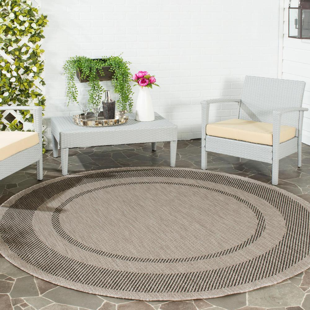 COURTYARD, BEIGE / BLACK, 5'-3" X 5'-3" Round, Area Rug, CY8477-36612-5R. Picture 1