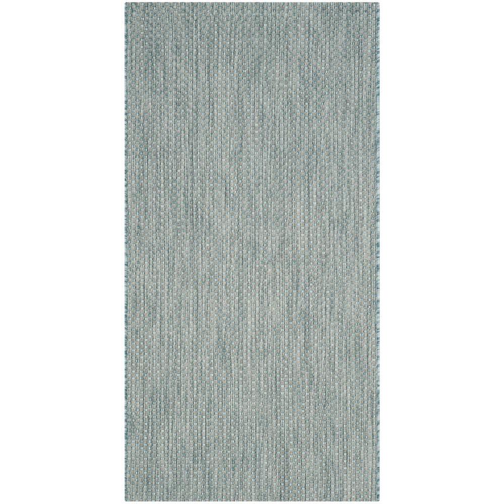 COURTYARD, AQUA / GREY, 2'-7" X 5', Area Rug, CY8521-37121-3. Picture 1