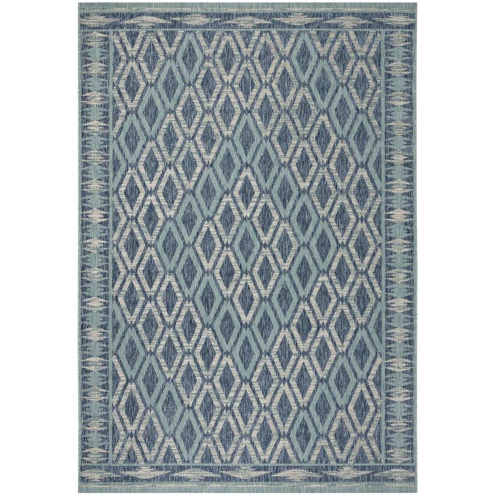 COURTYARD, NAVY / AQUA, 2' X 3'-7", Area Rug. Picture 1