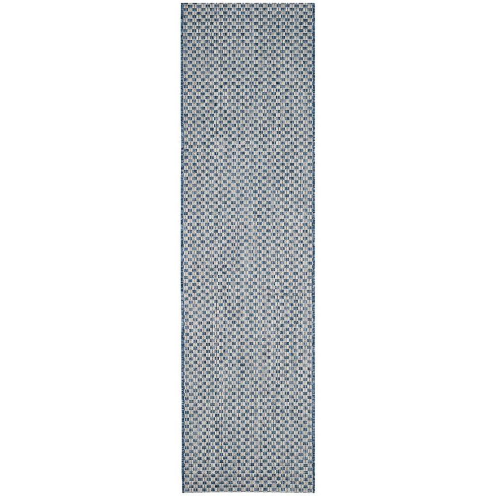 COURTYARD, BLUE / LIGHT GREY, 2'-3" X 10', Area Rug. Picture 1
