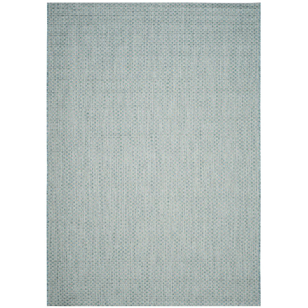 COURTYARD, LIGHT BLUE / LIGHT GREY, 6'-7" X 9'-6", Area Rug. Picture 1