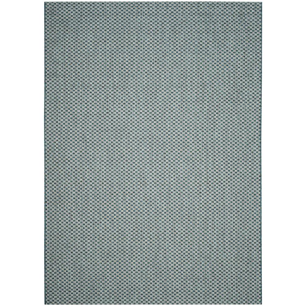 COURTYARD, TURQUOISE / LIGHT GREY, 6'-7" X 9'-6", Area Rug. Picture 1