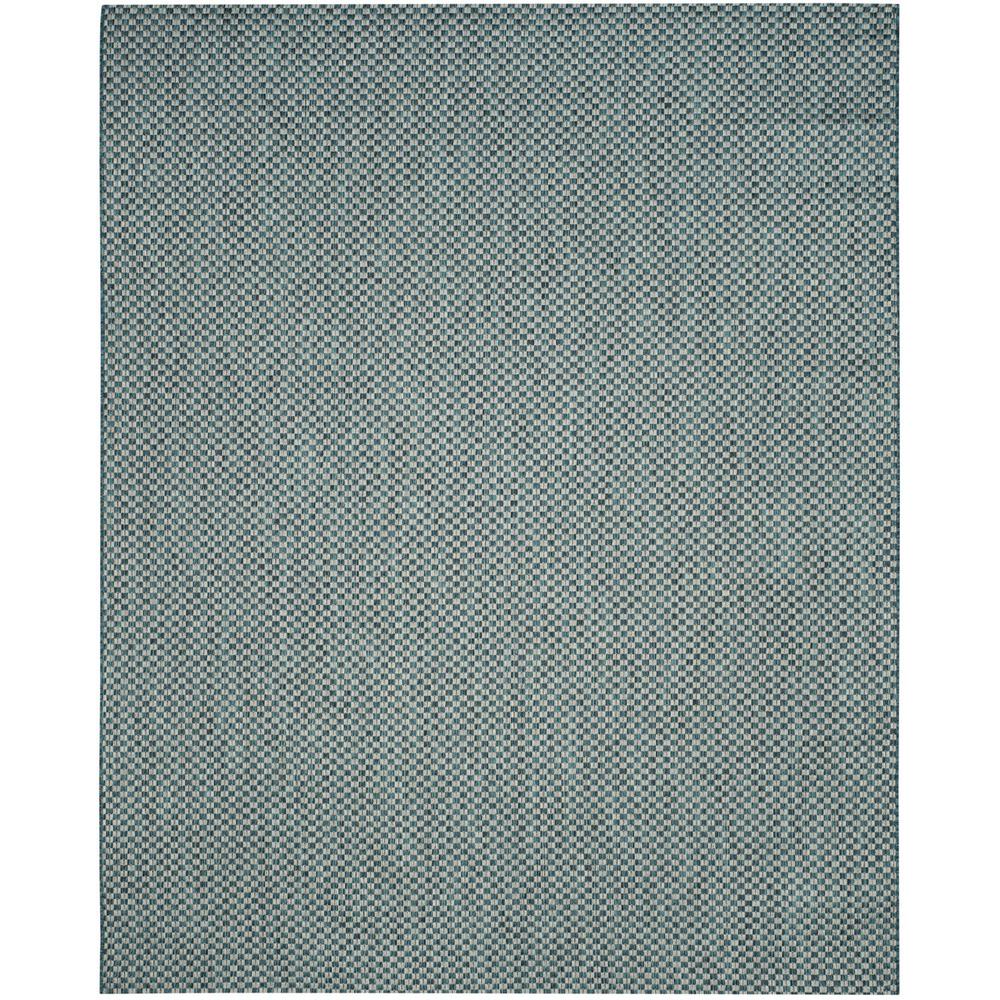 COURTYARD, TURQUOISE / LIGHT GREY, 8' X 11', Area Rug. Picture 1