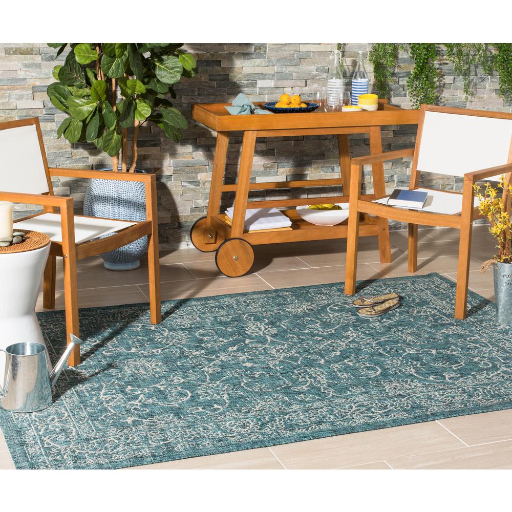 COURTYARD, TURQUOISE, 5'-3" X 7'-7", Area Rug. Picture 6