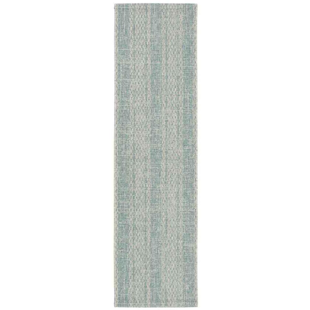 COURTYARD, LIGHT GREY / AQUA, 2'-3" X 8', Area Rug, CY8736-37112-28. Picture 1
