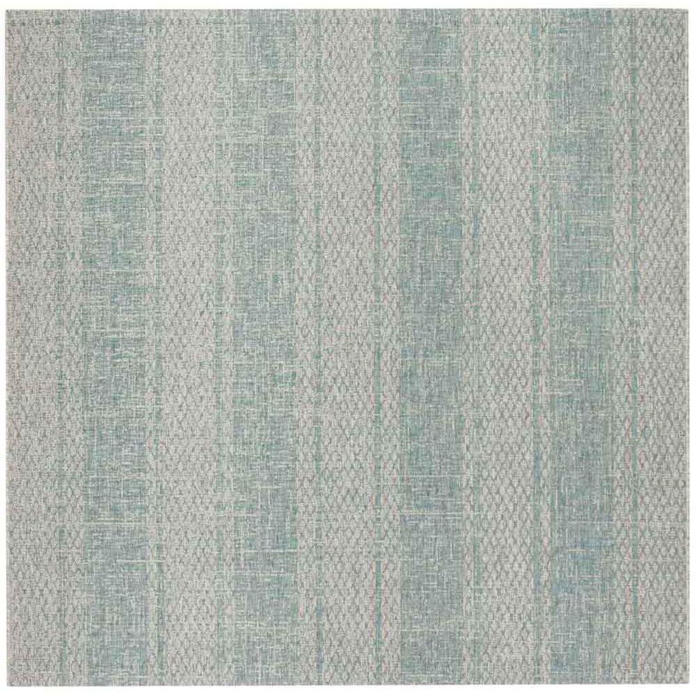 COURTYARD, LIGHT GREY / AQUA, 6'-7" X 6'-7" Square, Area Rug, CY8736-37112-7SQ. Picture 1
