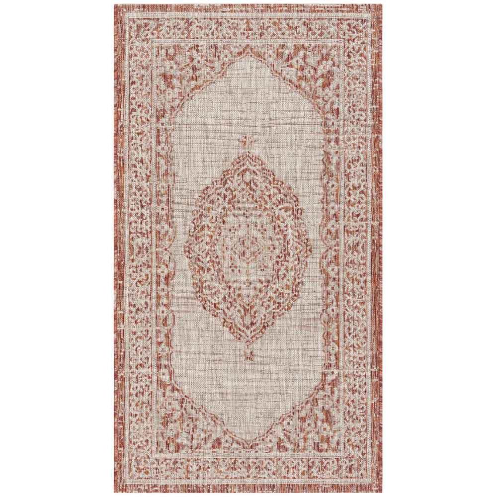 COURTYARD, LIGHT BEIGE / TERRACOTTA, 2'-7" X 5', Area Rug. Picture 1