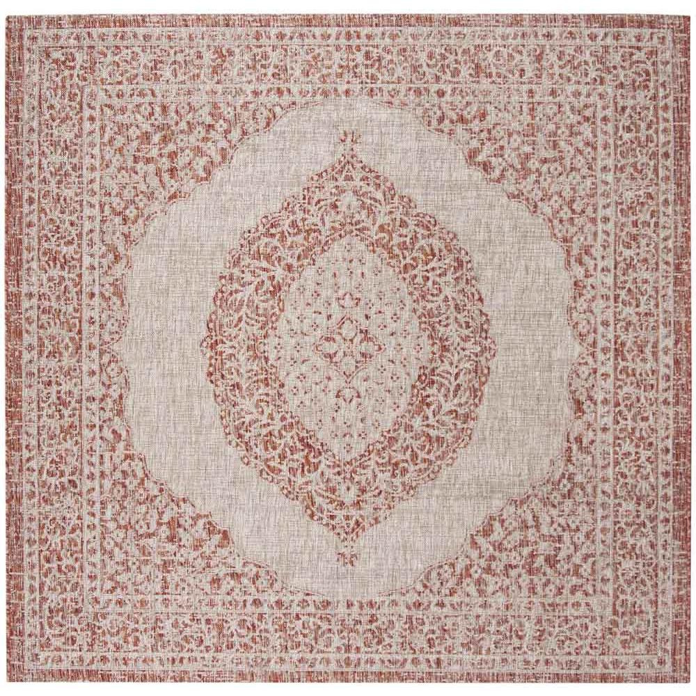 COURTYARD, LIGHT BEIGE/TERRACOTTA, 6'-7" Square, Area Rug, CY8751-36512-7SQ. Picture 1