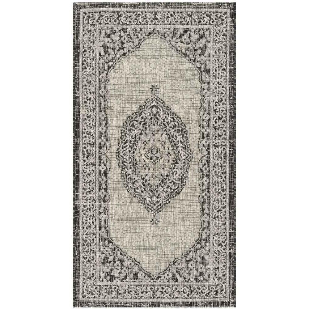 COURTYARD, LIGHT GREY / BLACK, 2'-7" X 5', Area Rug, CY8751-37612-3. Picture 1