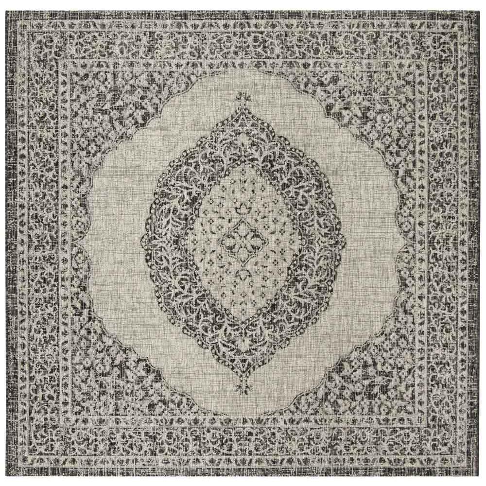 COURTYARD, LIGHT GREY / BLACK, 6'-7" X 6'-7" Square, Area Rug, CY8751-37612-7SQ. Picture 1