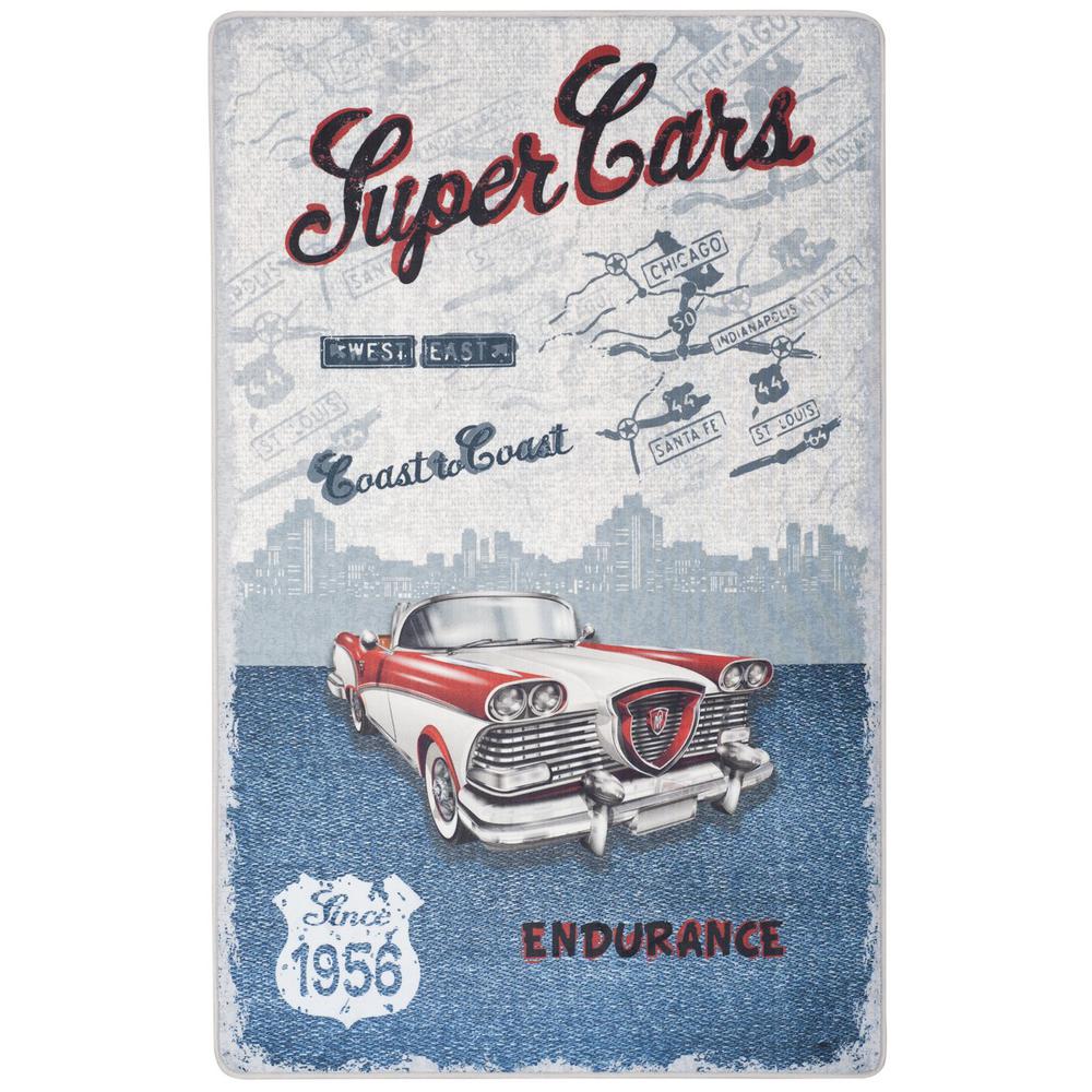 DAYTONA, LIGHT GREY / BLUE, 3' X 5', Area Rug. Picture 1