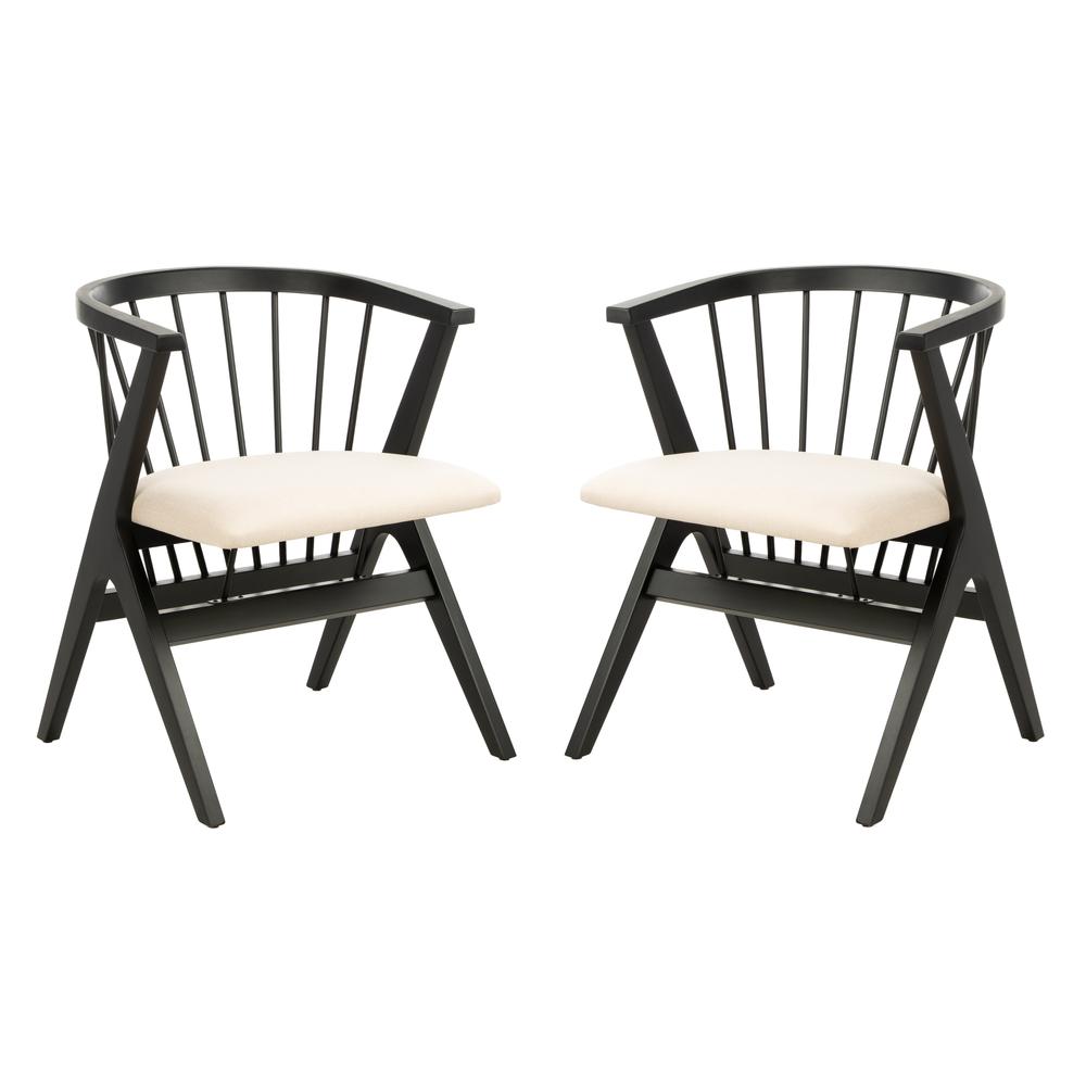 Noah Spindle Dining Chair, Black/Beige, Set of 2. Picture 1