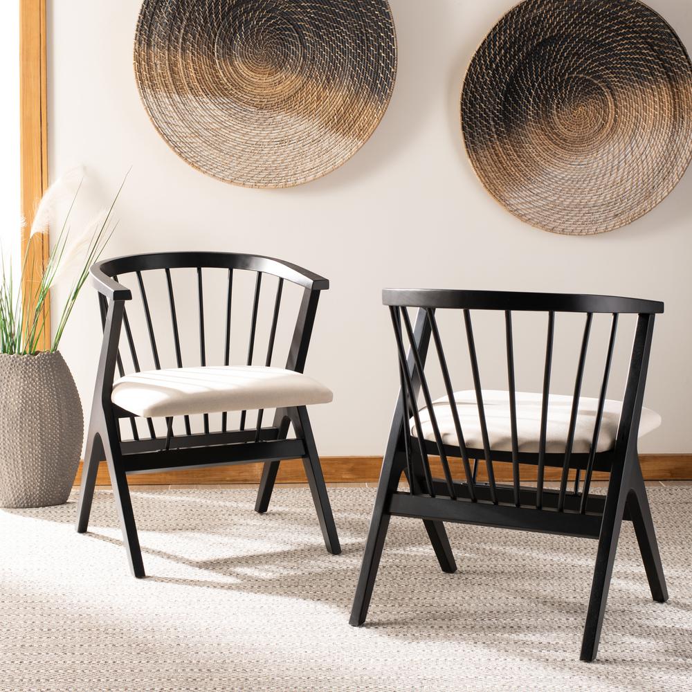 Noah Spindle Dining Chair, Black/Beige, Set of 2. Picture 9