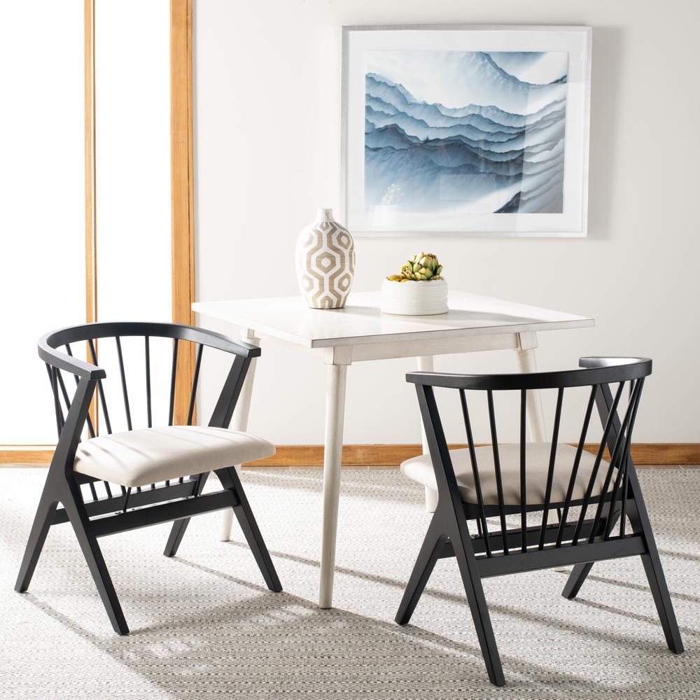 Noah Spindle Dining Chair, Black/Beige, Set of 2. Picture 10