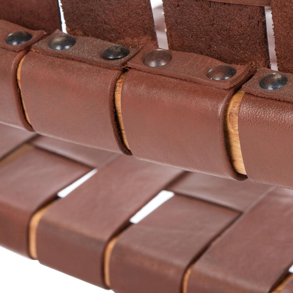 Taika Woven Leather Dining Chair, Cognac/Natural (Set of 2). Picture 7