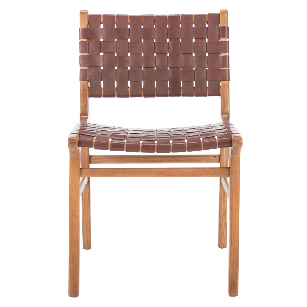 Taika Woven Leather Dining Chair, Cognac/Natural (Set of 2). Picture 2