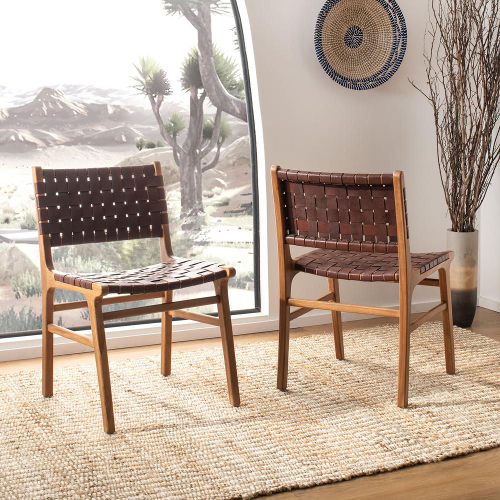 Taika Woven Leather Dining Chair, Cognac/Natural (Set of 2). Picture 9
