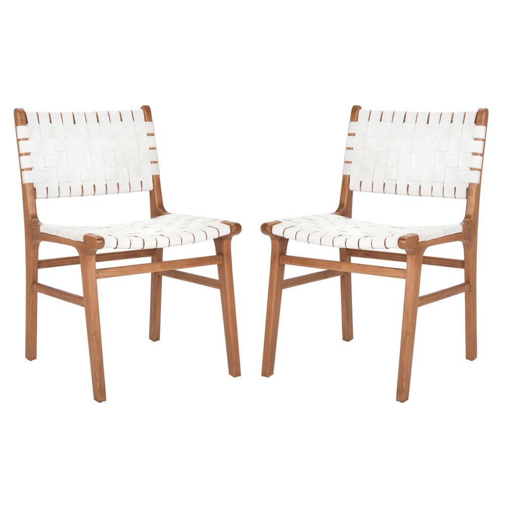 Taika Woven Leather Dining Chair, White/Natural. Picture 11