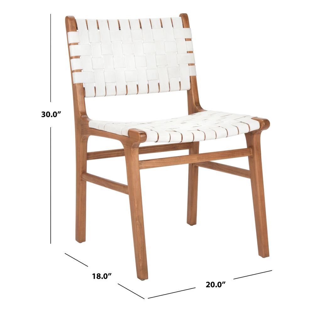 Taika Woven Leather Dining Chair, White/Natural. Picture 6