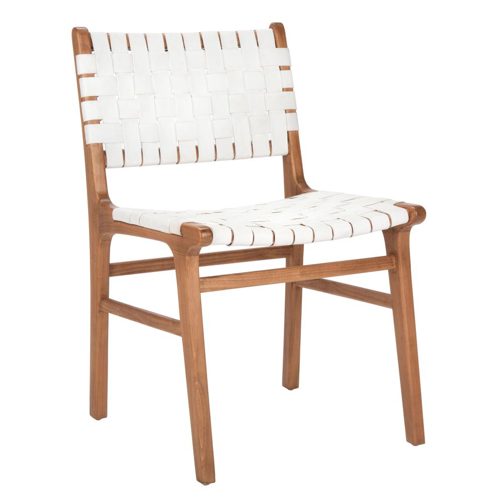 Taika Woven Leather Dining Chair, White/Natural. Picture 8