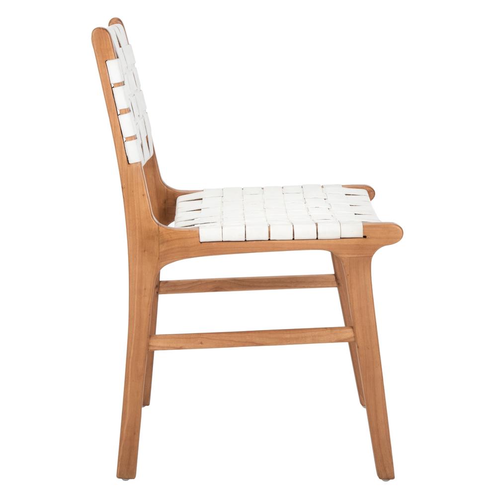 Taika Woven Leather Dining Chair, White/Natural. Picture 9