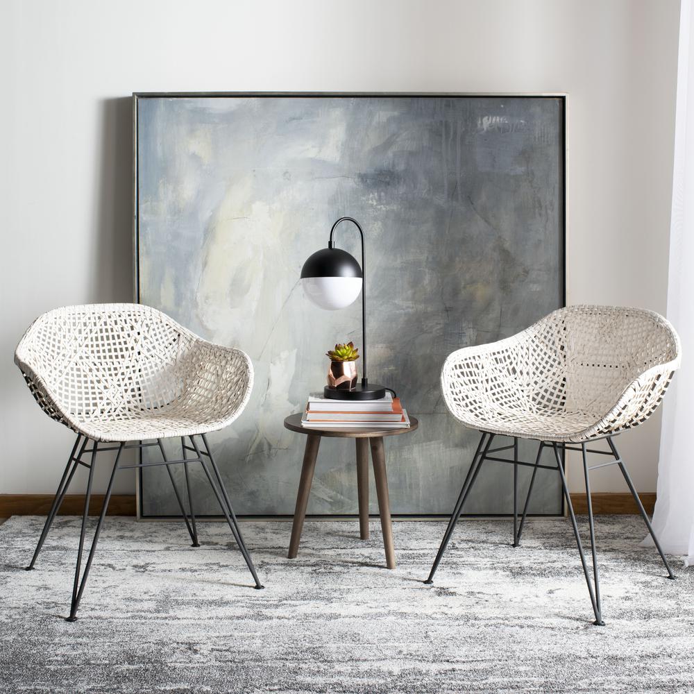 Jadis Leather Woven Dining Chair, White/Grey. Picture 1