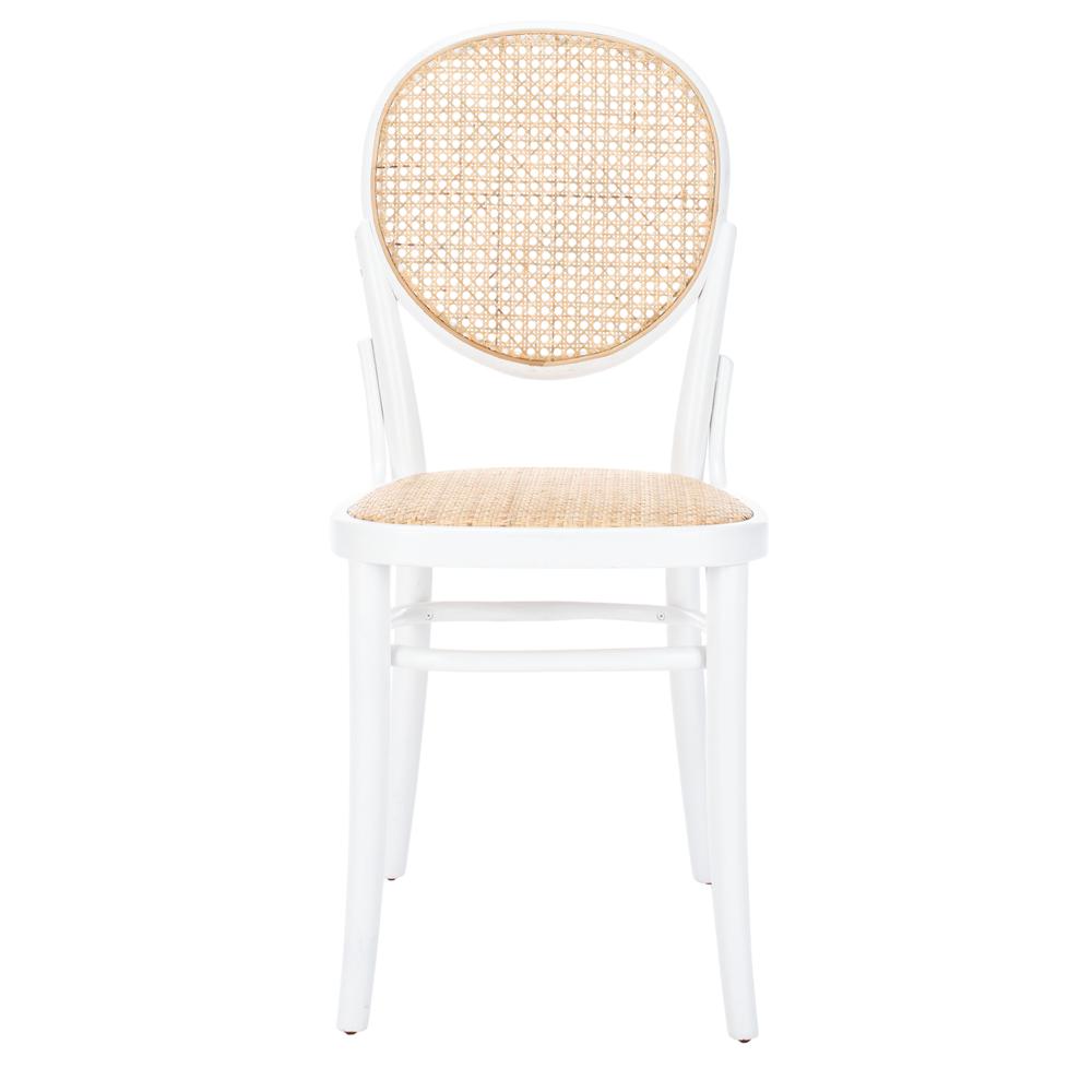 Sonia Cane Dining Chair, White/Natural. Picture 1