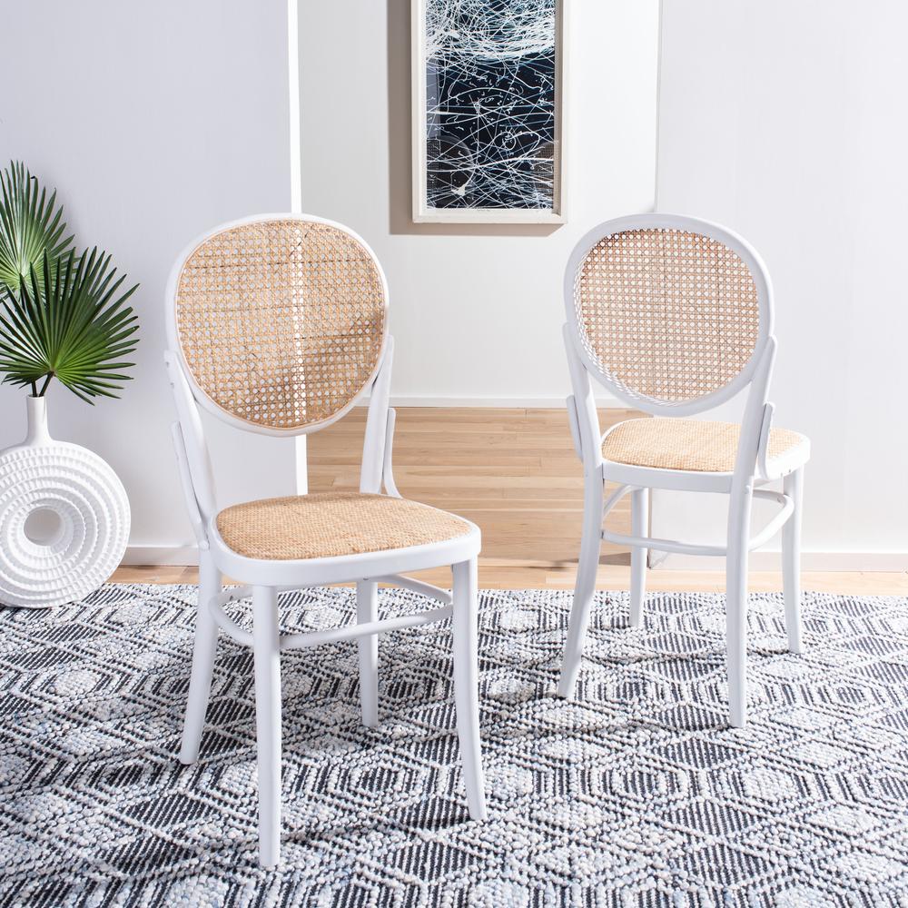 Sonia Cane Dining Chair, White/Natural. Picture 7
