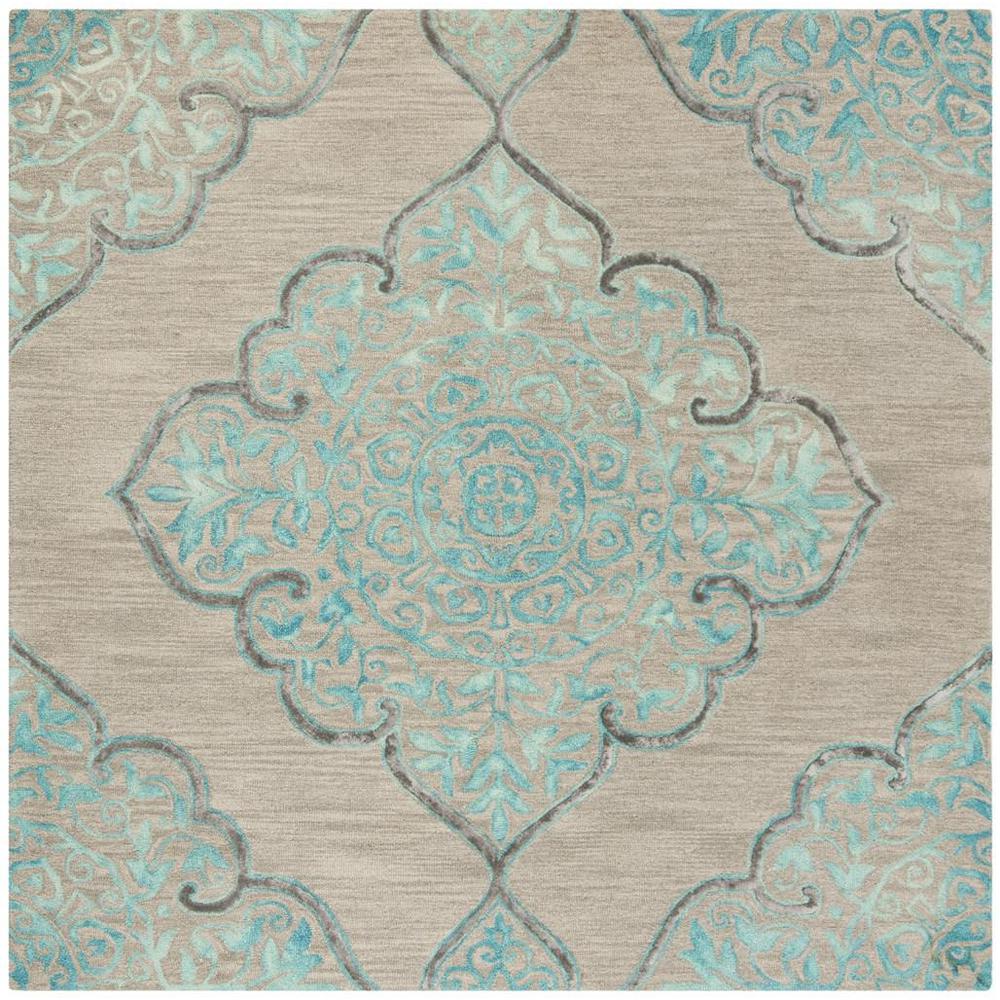DIP DYE, GREY / TURQUOISE, 7' X 7' Square, Area Rug, DDY510C-7SQ. Picture 1