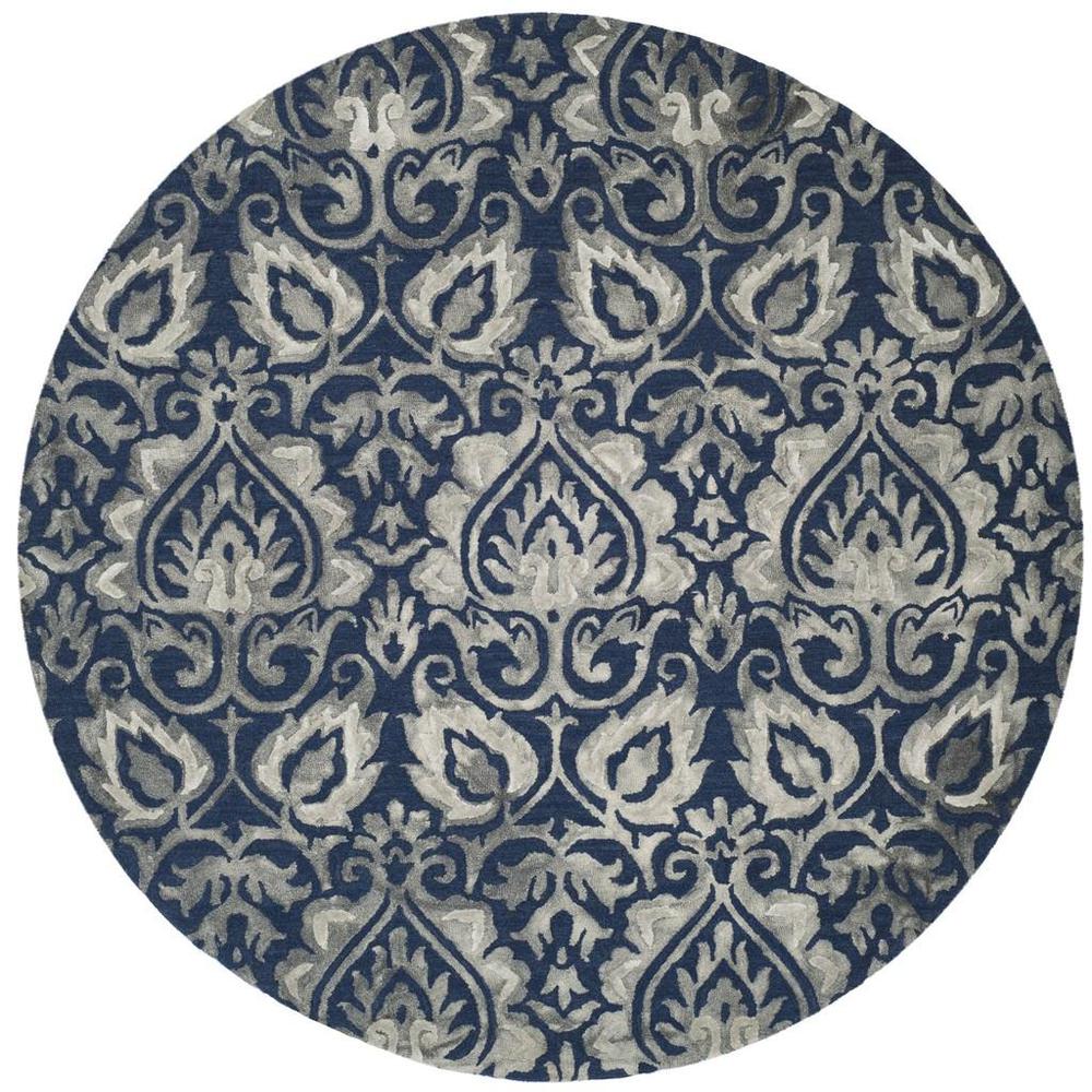 DIP DYE, NAVY / GREY, 7' X 7' Round, Area Rug. Picture 1