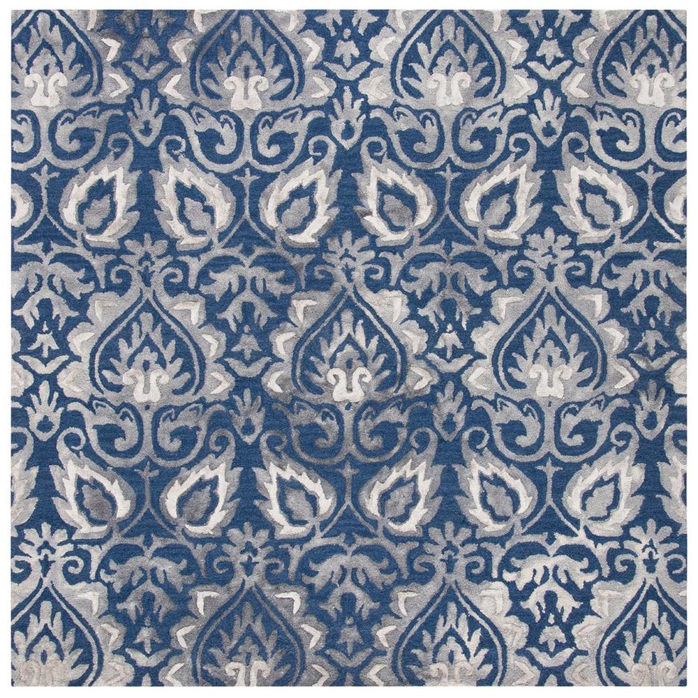 DIP DYE, NAVY / GREY, 7' X 7' Square, Area Rug. Picture 1