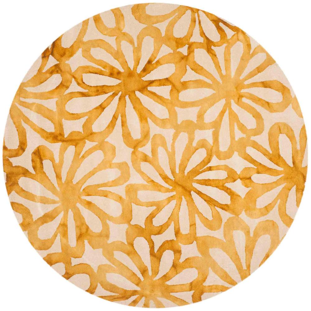 DIP DYE, BEIGE / GOLD, 7' X 7' Round, Area Rug. Picture 1