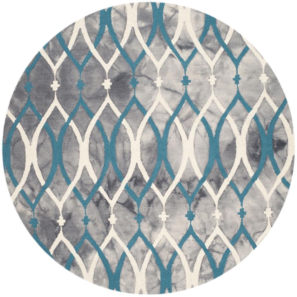 DIP DYE, GREY / IVORY BLUE, 7' X 7' Round, Area Rug. Picture 1