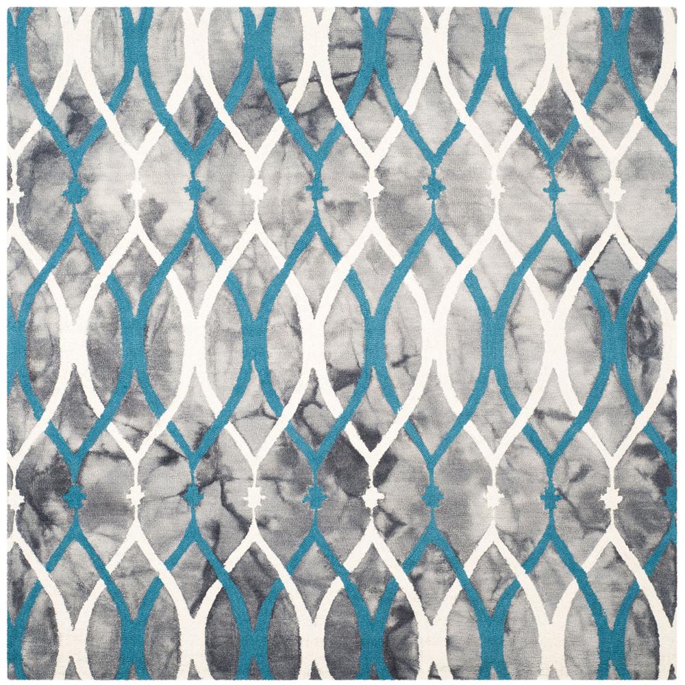 DIP DYE, GREY / IVORY BLUE, 7' X 7' Square, Area Rug. Picture 1