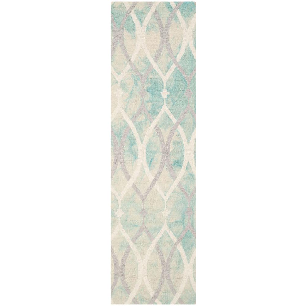 DIP DYE, GREEN / IVORY GREY, 2'-3" X 8', Area Rug. Picture 1