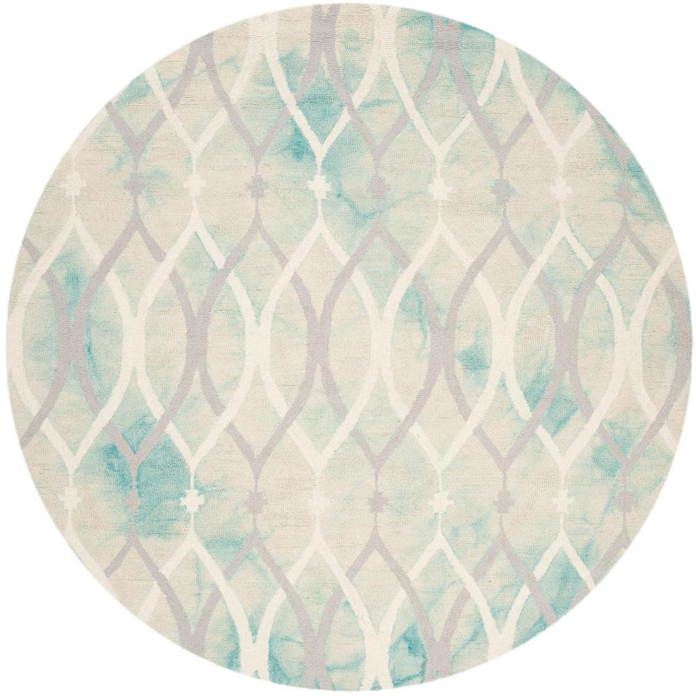 DIP DYE, GREEN / IVORY GREY, 7' X 7' Round, Area Rug. Picture 1