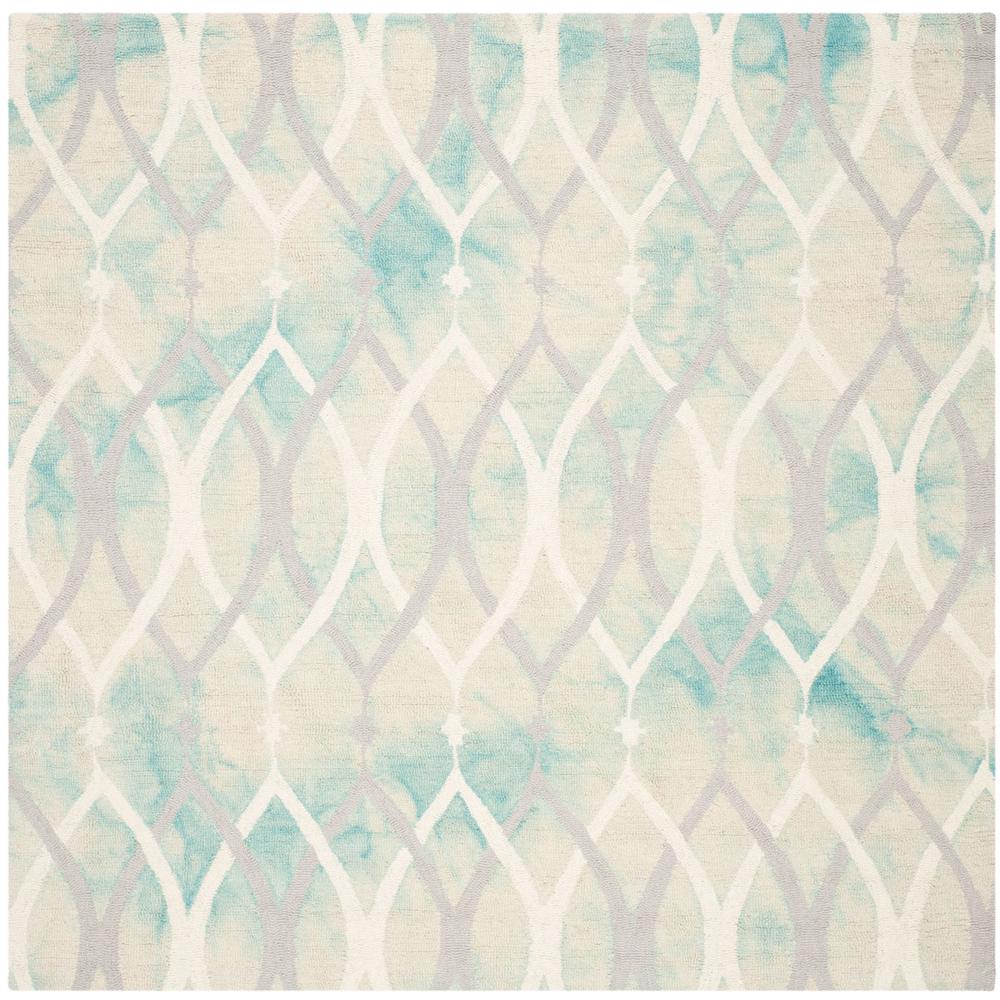 DIP DYE, GREEN / IVORY GREY, 7' X 7' Square, Area Rug. Picture 1