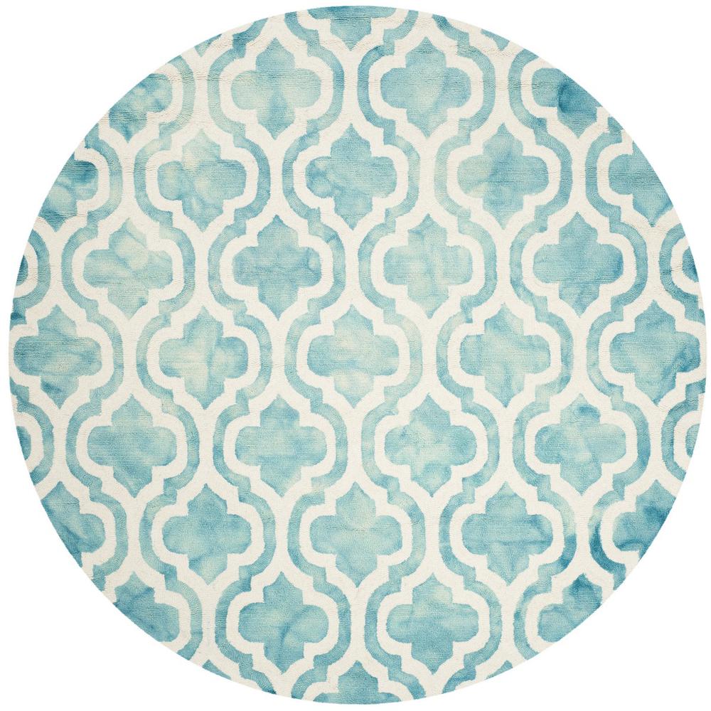 DIP DYE, TURQUOISE / IVORY, 7' X 7' Round, Area Rug, DDY537D-7R. Picture 1