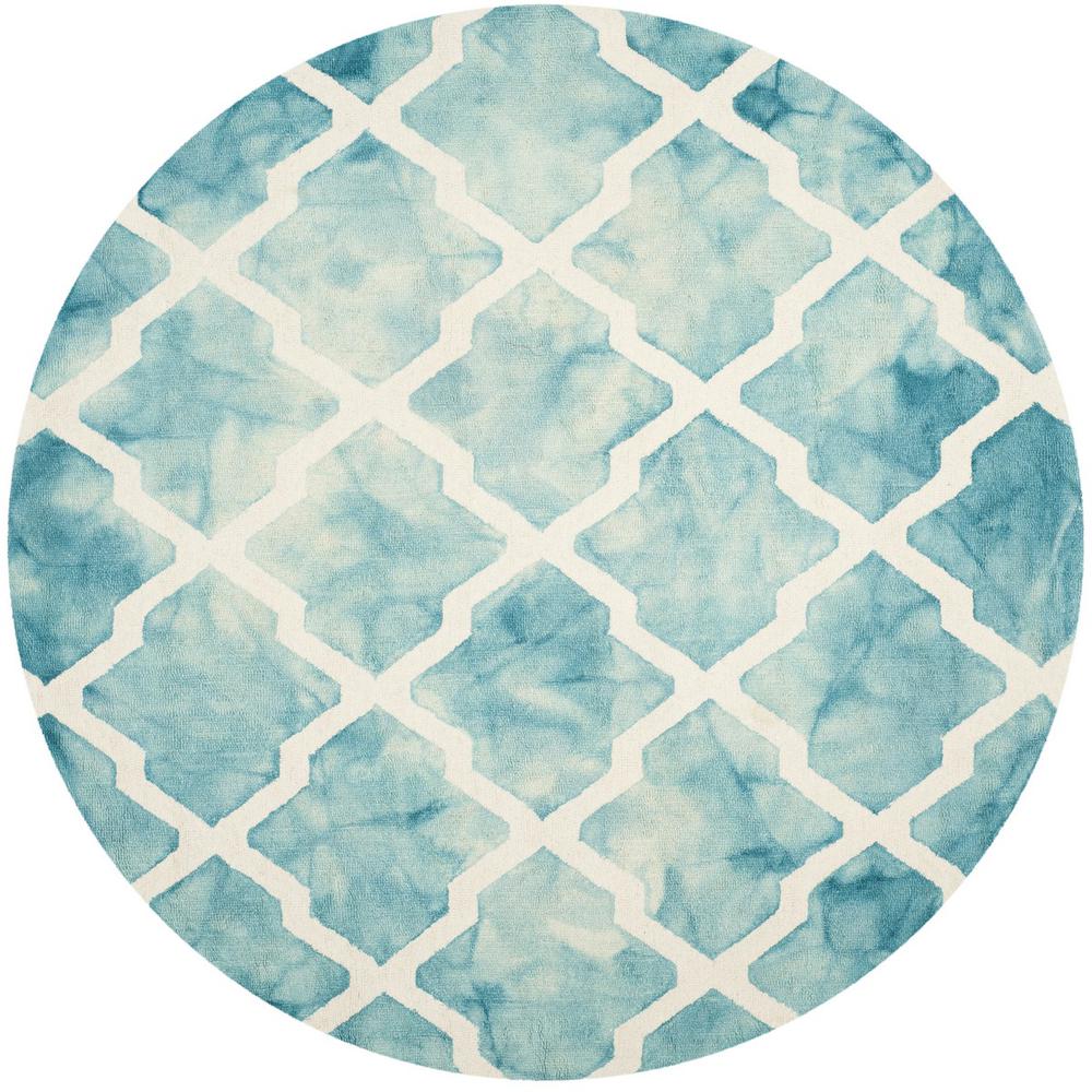 DIP DYE, TURQUOISE / IVORY, 7' X 7' Round, Area Rug, DDY540D-7R. Picture 1