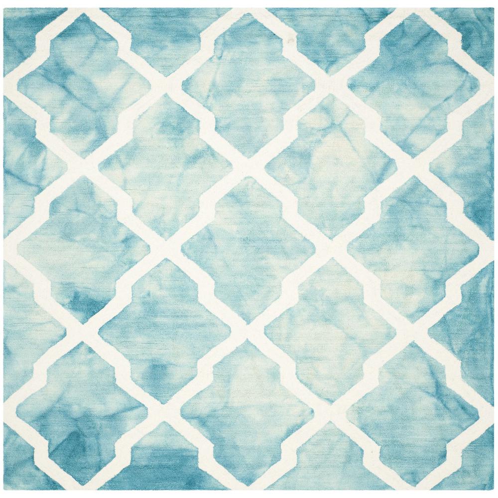DIP DYE, TURQUOISE / IVORY, 7' X 7' Square, Area Rug, DDY540D-7SQ. Picture 1