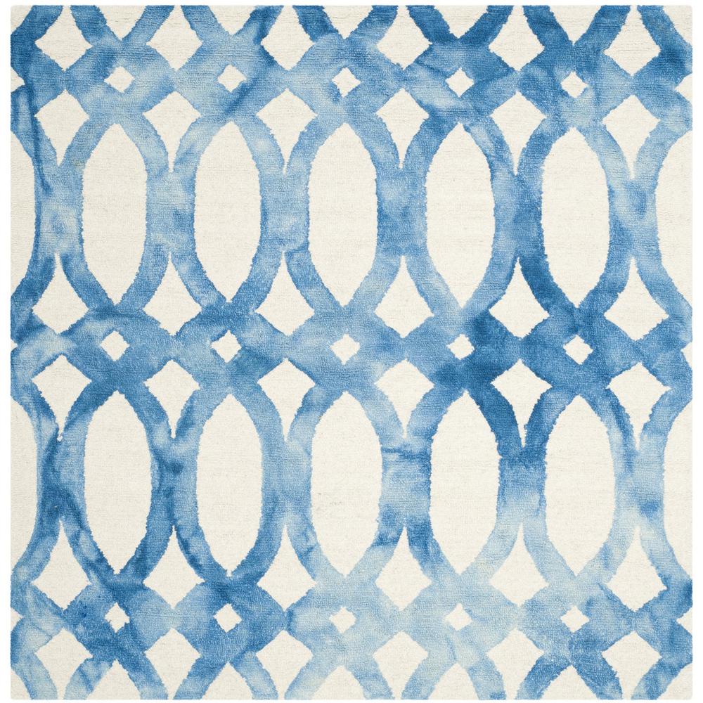 DIP DYE, IVORY / BLUE, 5' X 5' Square, Area Rug. Picture 1